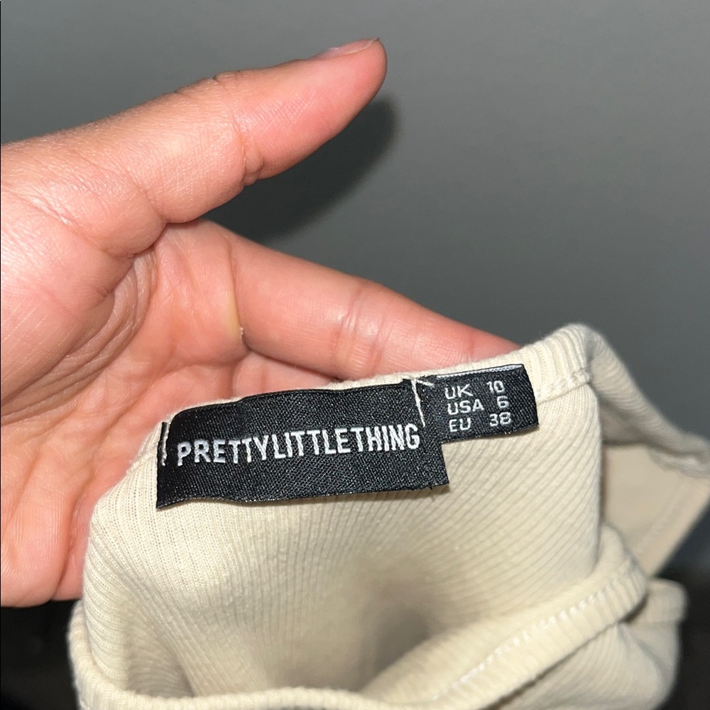 PrettyLittleThing Beige Ribbed Dress - Picture 2 of 2